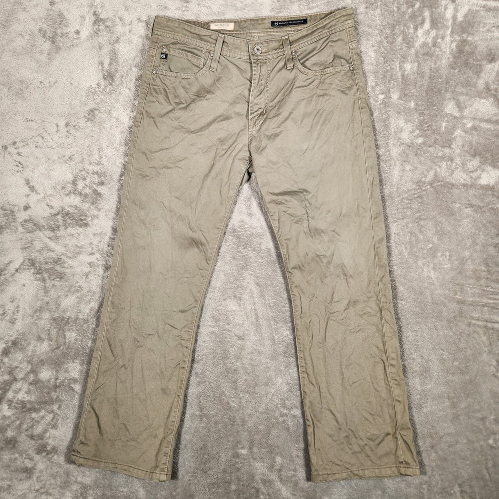 AG‎ Adriano Goldschmied Pants Mens 33 The Protege Green Straight Leg EUC